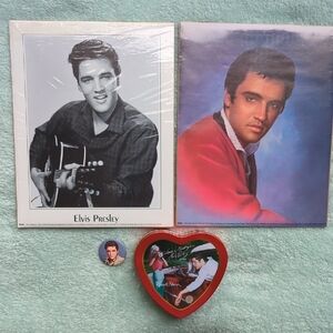 Elvis Presley Still Photos Heartland Tin And Button Pin back King Of Rock N Roll